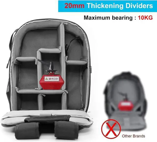 Alt view image 5 of 7 - Camera Backpack Bag for DSLR/SLR Mirrorless Camera Waterproof with 15.6 inch Laptop Compartment, USB Charging Port, Tripod Holder, Rain Cover, Camera Case Compatible for Sony Canon Nikon Black L