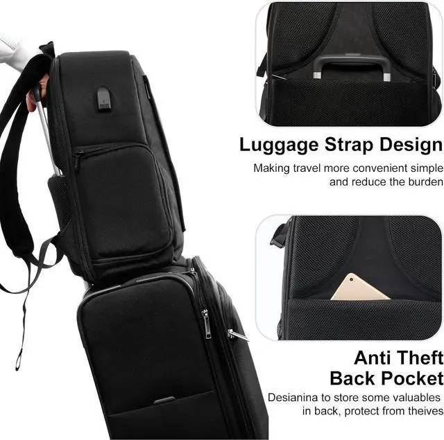 Alt view image 6 of 7 - Camera Backpack Bag for DSLR/SLR Mirrorless Camera Waterproof with 15.6 inch Laptop Compartment, USB Charging Port, Tripod Holder, Rain Cover, Camera Case Compatible for Sony Canon Nikon Black L