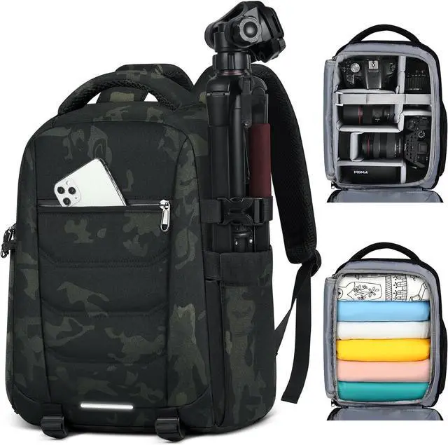 Main image of Camera Bag Backpack Professional for DSLR SLR Mirrorless Camera Waterproof Camera Laptop Backpack 14 Inch with Rain Cover Anti Theft Travel Camera Case Large Capacity Photography Backpack Camouflage