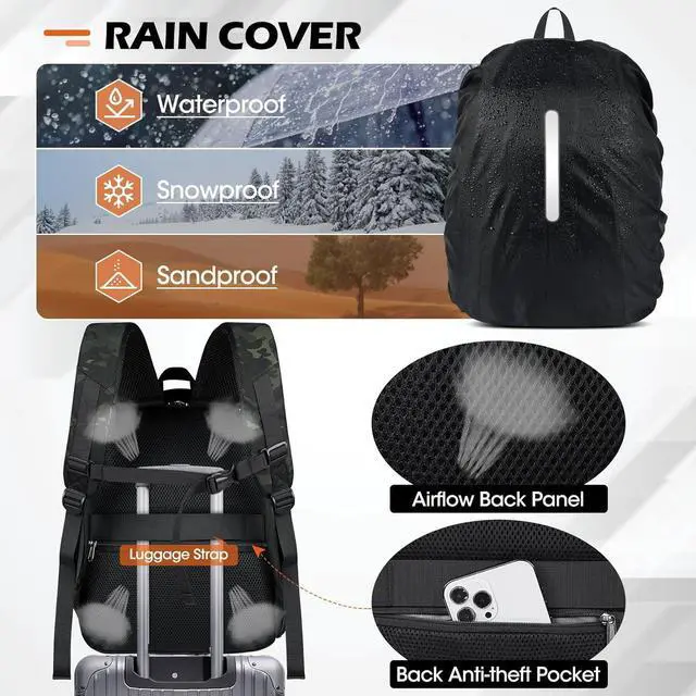 Alt view image 4 of 7 - Camera Bag Backpack Professional for DSLR SLR Mirrorless Camera Waterproof Camera Laptop Backpack 14 Inch with Rain Cover Anti Theft Travel Camera Case Large Capacity Photography Backpack Camouflage