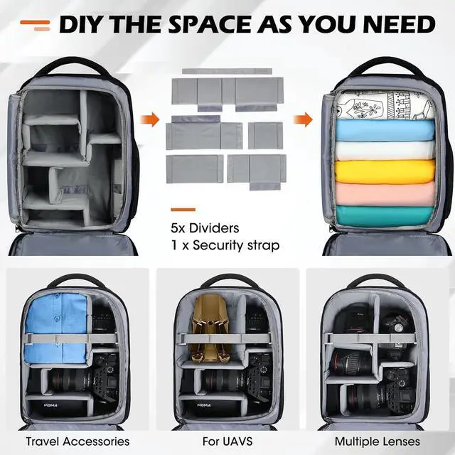 Alt view image 5 of 7 - Camera Bag Backpack Professional for DSLR SLR Mirrorless Camera Waterproof Camera Laptop Backpack 14 Inch with Rain Cover Anti Theft Travel Camera Case Large Capacity Photography Backpack Camouflage