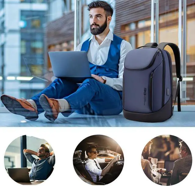 Alt view image 6 of 6 - Business Smart Backpack Waterproof fit 15.6 Inch Laptop Backpack with USB Charging Port,Travel Durable BackpackBlue