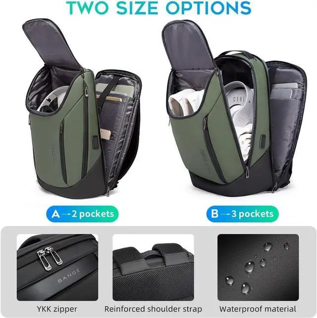 Alt view image 3 of 6 - Business Smart Backpack Waterproof fit 15.6 Inch Laptop Backpack with USB Charging Port,Travel Durable Backpack Green