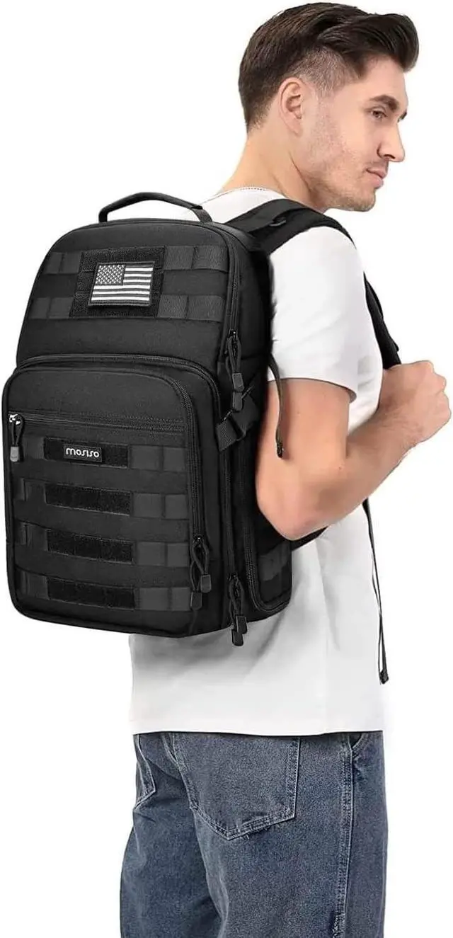 Alt view image 6 of 7 - Camera Backpack, DSLR/SLR/Mirrorless Tactical Camera Bag Case with Laptop Compartment Compatible with Canon/Nikon/Sony, Black