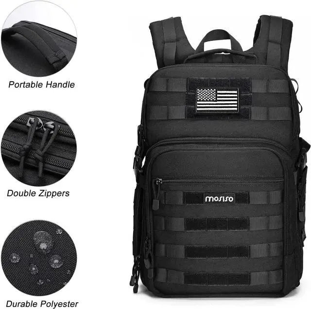 Alt view image 5 of 7 - Camera Backpack, DSLR/SLR/Mirrorless Tactical Camera Bag Case with Laptop Compartment Compatible with Canon/Nikon/Sony, Black