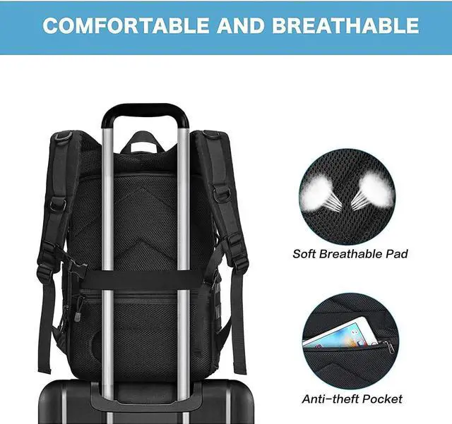 Alt view image 7 of 7 - Camera Backpack, DSLR/SLR/Mirrorless Tactical Camera Bag Case with Laptop Compartment Compatible with Canon/Nikon/Sony, Black