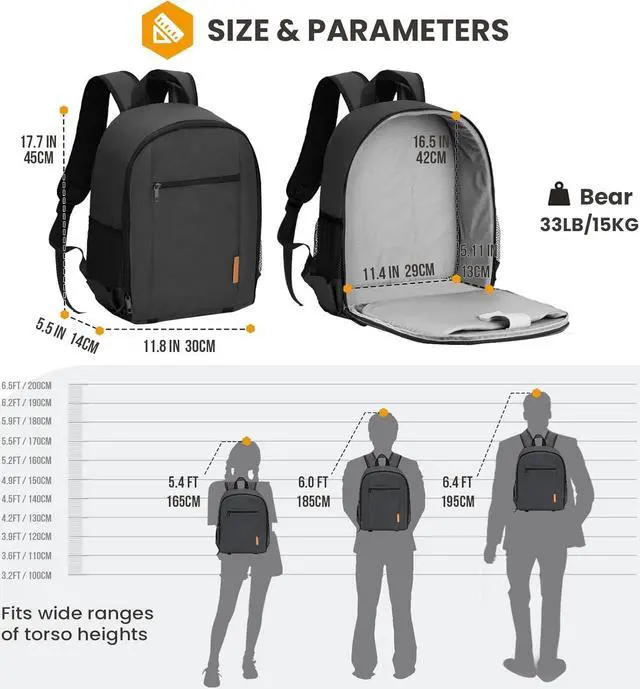 Alt view image 6 of 7 - Camera Bag DSLR Camera Backpack with Waterproof Raincover Laptop Compartment Photography Backpack Case Photo Bag for Women Men Photographers DSLR SLR Mirrorless Camera Lens Tripod Black TB-M