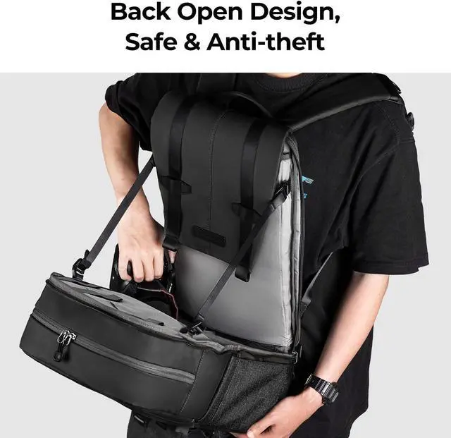 Alt view image 4 of 6 - Camera Backpack, Camera Bags for Photographers Dslr Cameras Compatible for Canon Nikon Sony DJI Mavic Drone, 20L Large Capacity Bag Cover 15.6 Inch Laptop Camera Cases with Raincover