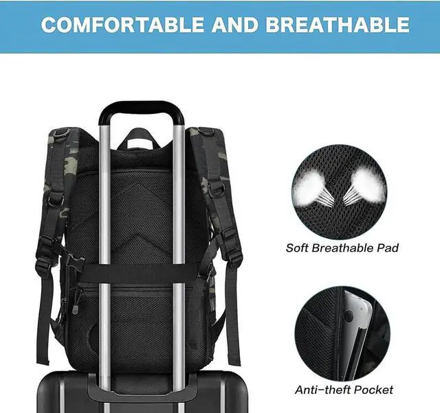 Alt view image 7 of 7 - Camera Backpack, DSLR/SLR/Mirrorless Photography Tactical Camera Bag Case with Tripod Holder & 15-16 inch Laptop Compartment & USA Flag Compatible with Canon/Nikon/Sony, Night Camouflage