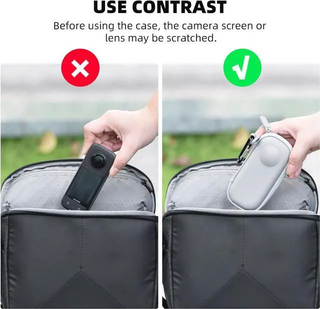 Alt view image 2 of 7 - Carrying Case for Insta360 X3, Portable Storage Bag Lens Protective Cover Hard Shell Protector Travel Case with wrist strap for Insta360 ONE X X2 X3 Camera Accessories(Not for X4)