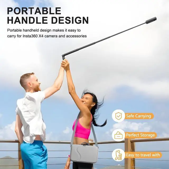 Alt view image 3 of 6 - Carry Case for Insta360 X4, Portable PU Storage Protective Bag Travel Case for Insta360 X4 Accessories with Large Capacity