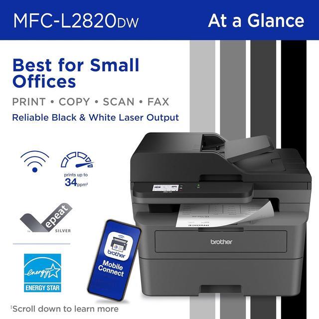 Alt view image 2 of 7 - Brother Wireless Compact Monochrome All-in-One Laser Printer with Copy, Scan and Fax, Duplex, Black & White | Includes Refresh Subscription Trial - MFC-L2820DW