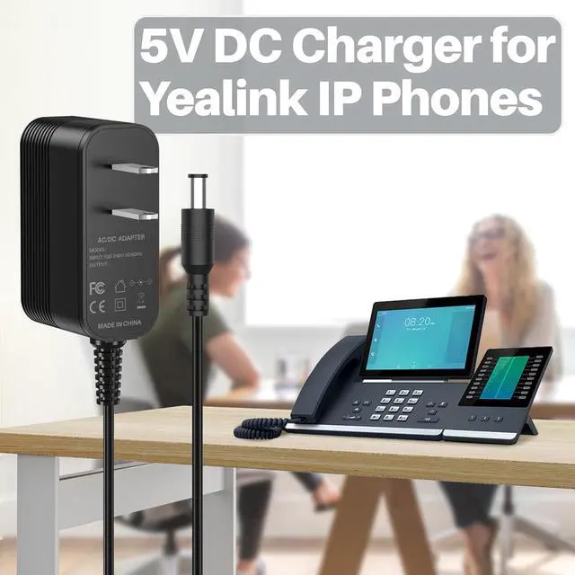 Alt view image 4 of 7 - Power Adapter for Yealink Phone T54W, T46U, MP54, MP56, T57W, T46S, T48U, T53W Power Supply for Yealink IP Phones SIP-T29G, T48S,T58A, T58-CAM, MP56 for Teams, PS5V2000US 5V 2A Charger Replacement