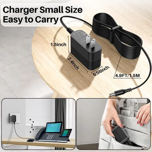 Alt view image 7 of 7 - Power Adapter for Yealink Phone T54W, T46U, MP54, MP56, T57W, T46S, T48U, T53W Power Supply for Yealink IP Phones SIP-T29G, T48S,T58A, T58-CAM, MP56 for Teams, PS5V2000US 5V 2A Charger Replacement