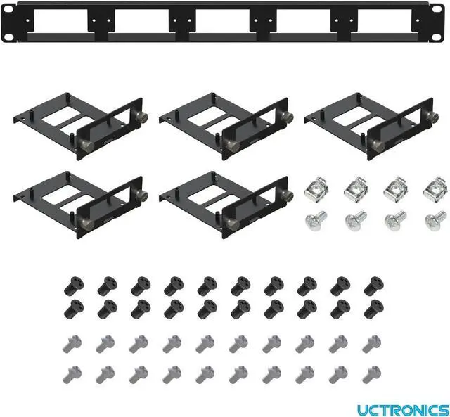Alt view image 3 of 6 - 9" 1U Rackmount for Raspberry Pi, SSD Bracket for Any 2.5" SSDs, Hold Up to 5 Raspberry Pi 5/4B Boards, Front-Removable with Captive Screws