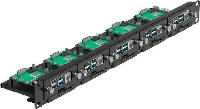 Main image of 9" 1U Rackmount for Raspberry Pi, SSD Bracket for Any 2.5" SSDs, Hold Up to 5 Raspberry Pi 5/4B Boards, Front-Removable with Captive Screws