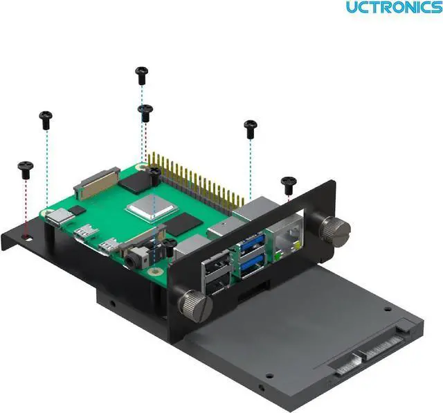 Alt view image 6 of 6 - 9" 1U Rackmount for Raspberry Pi, SSD Bracket for Any 2.5" SSDs, Hold Up to 5 Raspberry Pi 5/4B Boards, Front-Removable with Captive Screws
