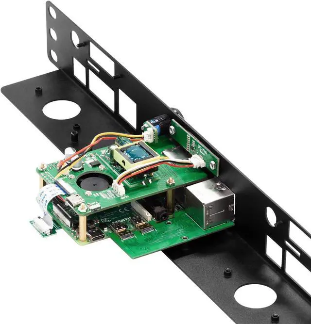 Alt view image 6 of 6 - Ultimate Rack with PoE Functionality for Raspberry Pi 4, 19" 1U Rackmount with PoE HAT, All IO on One Side, OLED Display, Power Switch, and Cooling Fan