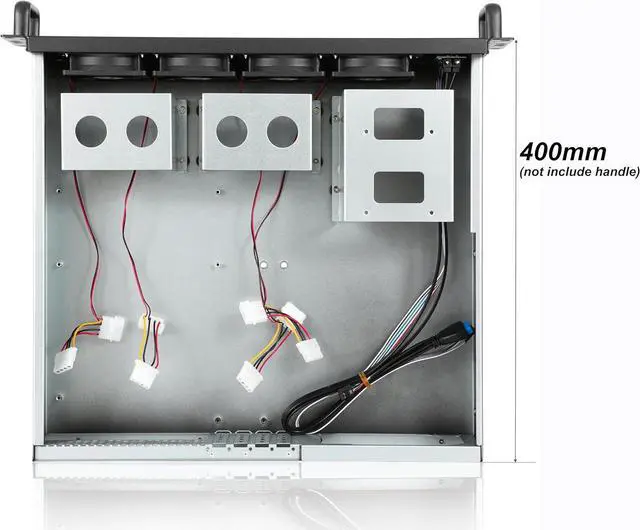 Alt view image 4 of 5 - MicroATX/Mini-ITX 2U Rackmount Server Chassis max 7x3.5 Bay / USB3.0 with 2.0 Adapter Support ATX PSU Either top or Side Cooling Depth 15.7"