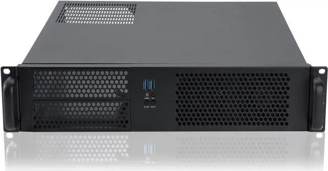 Alt view image 2 of 7 - 2U Micro ATX Compact Rackmount 2 x 5.25 Chassis Support ATX PS2 PSU with 120mm Fan on top, USB3.0 with 2.0 Adapter