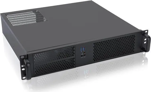 Main image of 2U Micro ATX Compact Rackmount 2 x 5.25 Chassis Support ATX PS2 PSU with 120mm Fan on top, USB3.0 with 2.0 Adapter