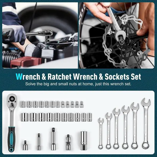Alt view image 3 of 6 - 379-PCs Home Tool Kit - Portable Complete Household and Auto Repair Tool Set - Hand General Basic Tool Box Storage Case with Drawer - Full Basic Toolkit for Handyman & Diyer & Homeowner