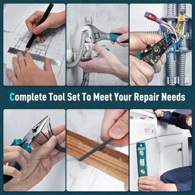 Alt view image 6 of 6 - 379-PCs Home Tool Kit - Portable Complete Household and Auto Repair Tool Set - Hand General Basic Tool Box Storage Case with Drawer - Full Basic Toolkit for Handyman & Diyer & Homeowner