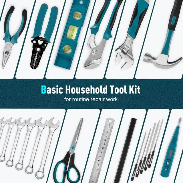 Alt view image 4 of 6 - 379-PCs Home Tool Kit - Portable Complete Household and Auto Repair Tool Set - Hand General Basic Tool Box Storage Case with Drawer - Full Basic Toolkit for Handyman & Diyer & Homeowner
