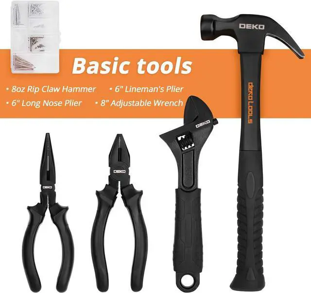 Alt view image 3 of 7 - 218-Piece General Household Hand Tool kit, Professional Auto Repair Tool Set for Homeowner, General Household Hand Tool Set with Plier, Screwdriver Set, Socket Set, with Portable Storage Case