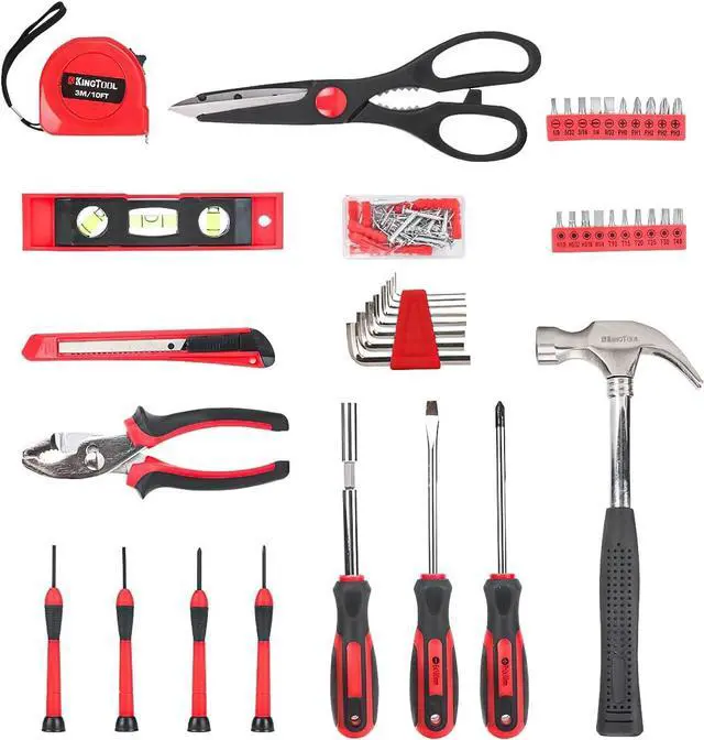 Alt view image 3 of 7 - Home Repair Tool Kit - 149 Pieces Basic Home Repair Tool Set, General Mechanic Tool Set, General Household Tool Kit with Plastic Toolbox, Perfect for Homeowner, Office & College Repairs