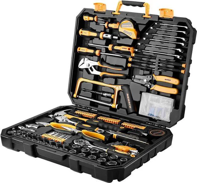 Alt view image 3 of 7 - 198 Piece Home Repair Tool Kit, Wrench Plastic Toolbox with General Household Hand Tool Set