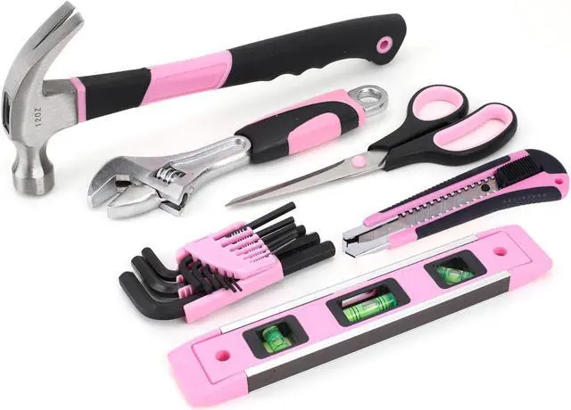Alt view image 6 of 7 - PINK,267-Piece Pink Tool Set, Home Repairing Tool Kit with 13-Inch Wide Mouth Open Tool Bag, Mechanics Hand Tool Kit for DIY, Home Maintenance