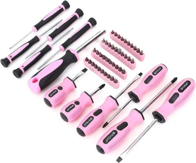 Alt view image 5 of 7 - PINK,267-Piece Pink Tool Set, Home Repairing Tool Kit with 13-Inch Wide Mouth Open Tool Bag, Mechanics Hand Tool Kit for DIY, Home Maintenance