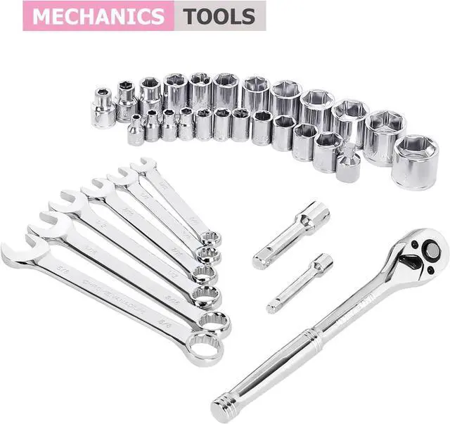 Alt view image 3 of 7 - PINK,267-Piece Pink Tool Set, Home Repairing Tool Kit with 13-Inch Wide Mouth Open Tool Bag, Mechanics Hand Tool Kit for DIY, Home Maintenance