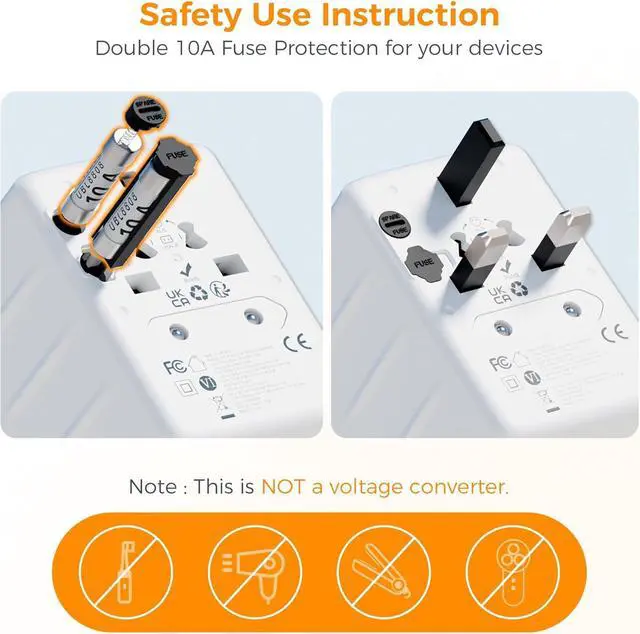 Alt view image 5 of 6 - 35W Universal Travel Adapter, International Plug Adaptor with 3 USB C and 2 USB A Charging Ports, Worldwide Power Outlet for US to European EU UK AUS Ireland(Type C/G/A/I)