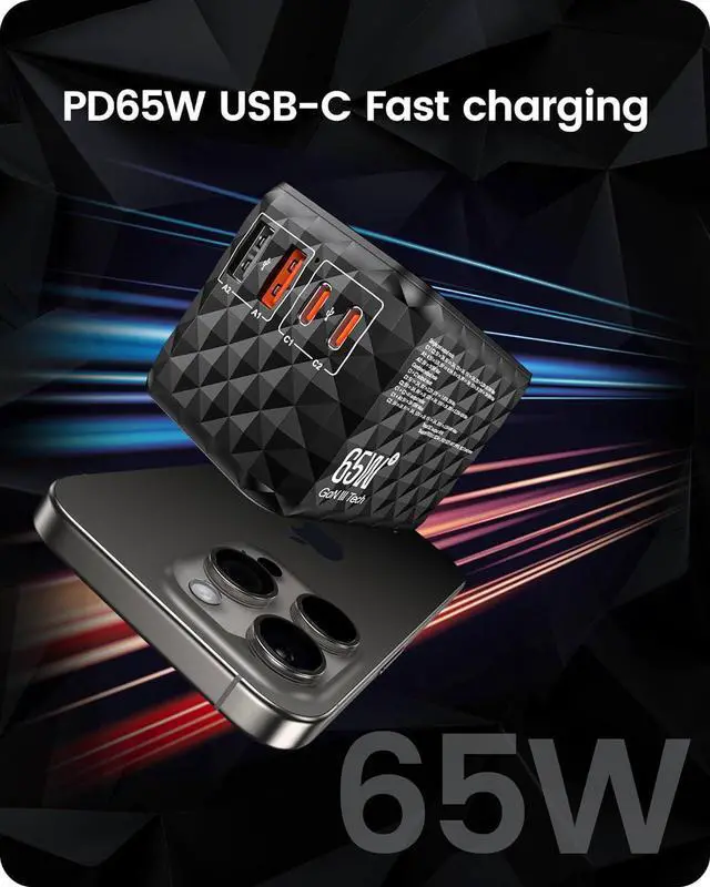 Alt view image 3 of 7 - 65W Universal Travel Adapter, GaN International Fast Charger 2 USB-A & 2 USB-C Power Plug Converter, Power Outlet Adapter for Phones,Laptops, All in One Travel Essentials for EU/USA/UK/AU