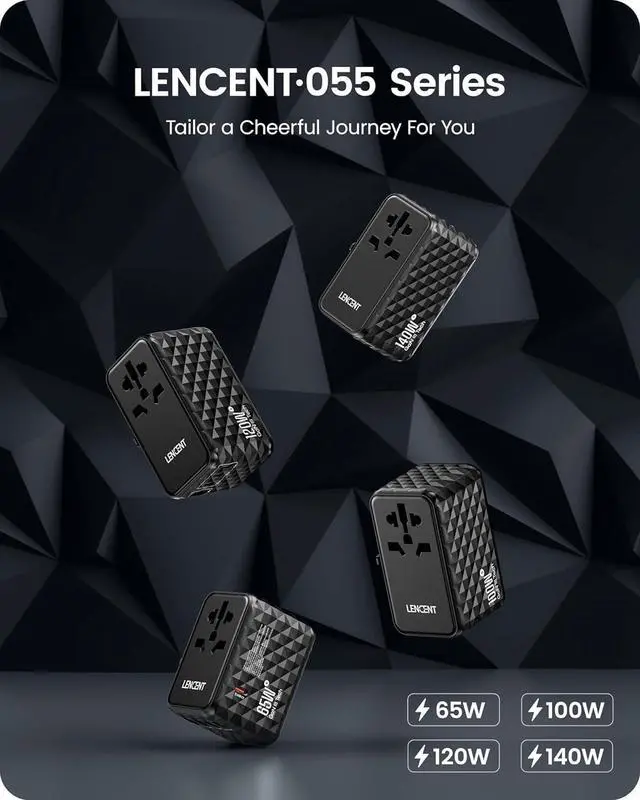 Alt view image 5 of 7 - 100W International Travel Adapter, GaN Universal Travel Adapter with 2 USB-A & 2 Type C Power Adapter, Fast Charger for Phone,Laptops, Worldwide Plug Adapter for USA/UK/EU/AUS, Black