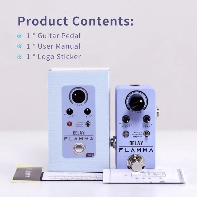Alt view image 5 of 6 - FC03 Delay Pedal Electric Guitar 3 Delay Effects Modes Analog Real Echo Tape Echo True Bypass