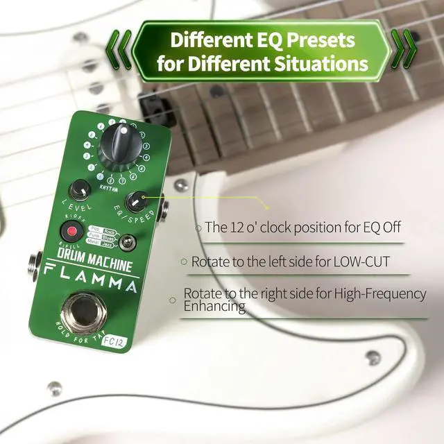 Alt view image 5 of 7 - FC12 Drum Machine Guitar Pedal Drum Pedal with Real-Time FILL Function, Guitar Effect Pedal with 48 Drum Grooves 6 Music Styles & Tap Tempo EQ Presets, 44.1kHz/24Bit Mini Pedal
