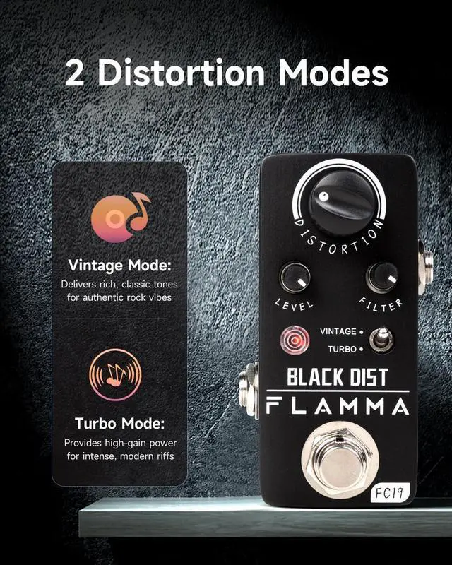 Alt view image 2 of 7 - FC19 Distortion Pedal Electric Guitar Effects Pedal with Warm Vintage Tone True Bypass