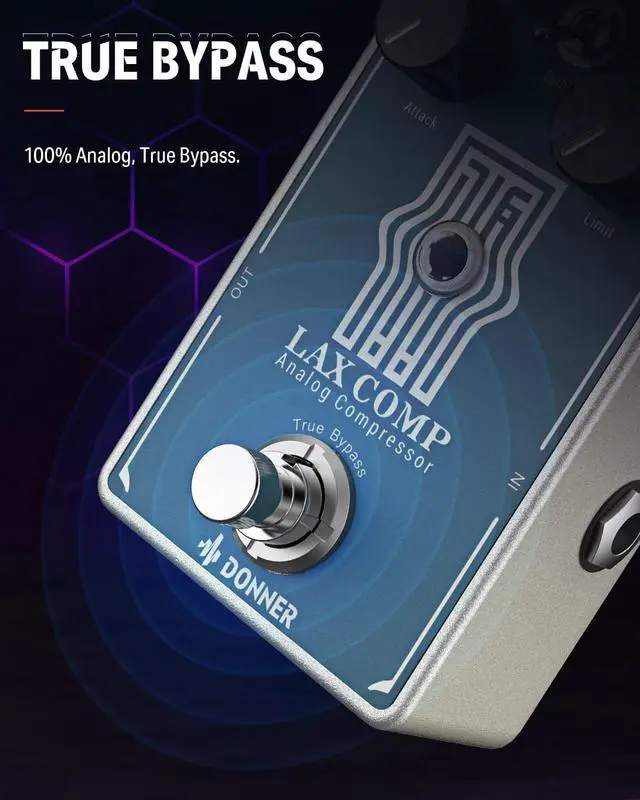 Alt view image 4 of 6 - Compressor Guitar Pedal, Lax Comp Compressor Pedal for Electric Guitar and Bass, Classic Peak Limiter Style Compressor with 2 Band EQ Boost Effect Pure Analog True Bypass