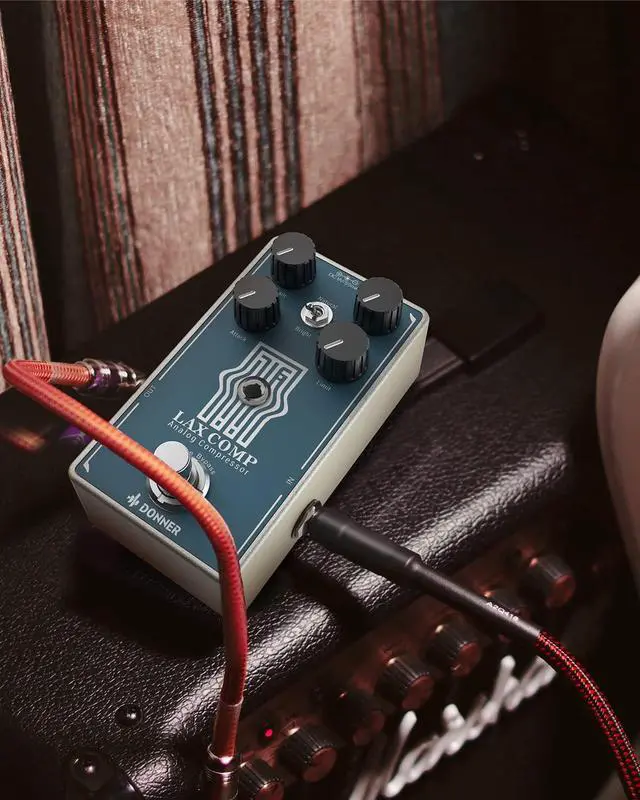 Alt view image 5 of 6 - Compressor Guitar Pedal, Lax Comp Compressor Pedal for Electric Guitar and Bass, Classic Peak Limiter Style Compressor with 2 Band EQ Boost Effect Pure Analog True Bypass