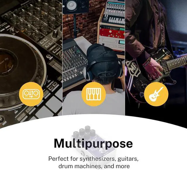 Alt view image 5 of 6 - White Tape Stereo Delay Pedal, Analog Delay with Echo Effect, True Bypass, 2 Independent Channels for Electric Guitar, Bass, Synth, Drum Machine