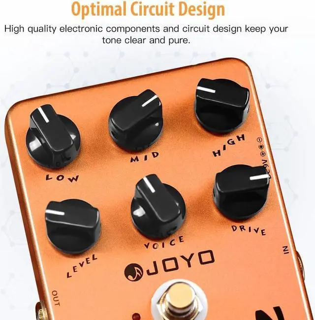 Alt view image 3 of 7 - American Sound Amp Simulator Pedal of Fd 57 Deluxe Amplifier from Clean to Overdrive Sound for Electric Guitar Effect - Bypass (JF-14)