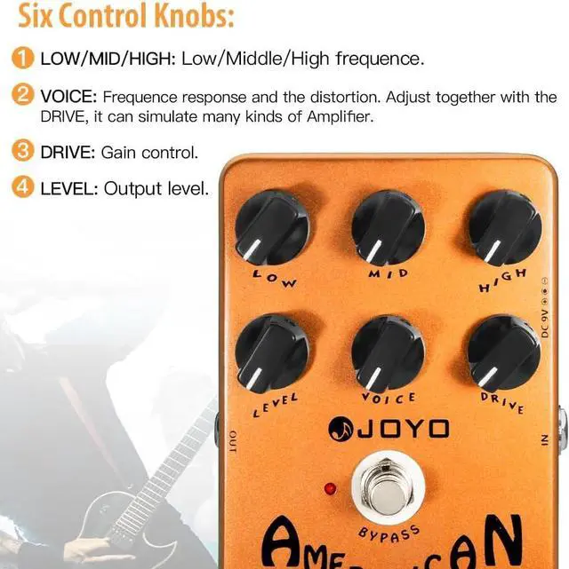 Alt view image 4 of 7 - American Sound Amp Simulator Pedal of Fd 57 Deluxe Amplifier from Clean to Overdrive Sound for Electric Guitar Effect - Bypass (JF-14)
