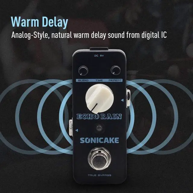 Alt view image 2 of 6 - Delay Pedal Analog-Style Delay Guitar Pedal Hybrid Digital Echo Rain Delay Guitar Effects Pedal True Bypass