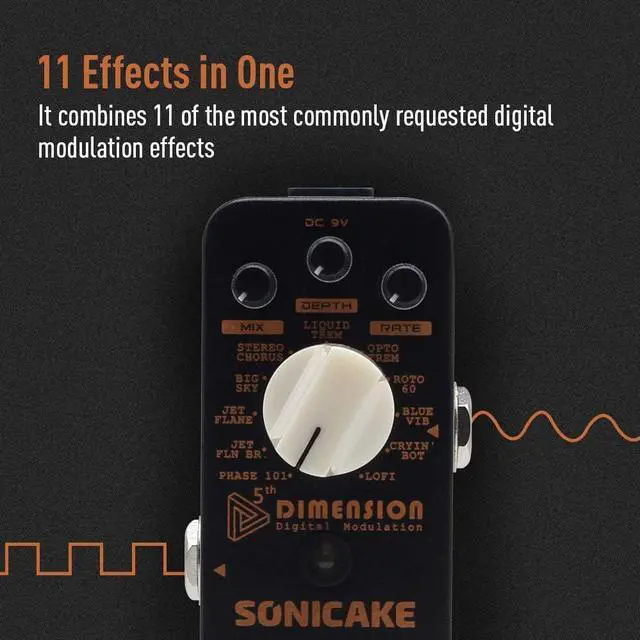 Alt view image 2 of 7 - Modulation Pedal Modulation Guitar Pedal Phaser Flanger Chorus Tremolo Vibrato Autowah Guitar Effects Pedal 11 Modes