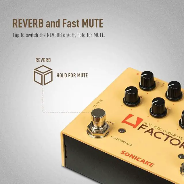Alt view image 3 of 7 - Acoustic Guitar Effects Pedal with Analog Preamp and Digital Reverb Acoustic Instruments with XLR Output - A Factory