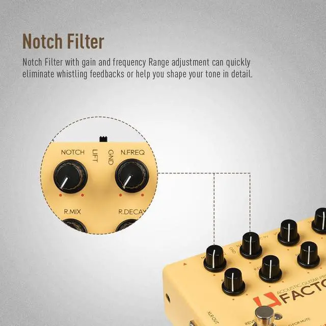 Alt view image 4 of 7 - Acoustic Guitar Effects Pedal with Analog Preamp and Digital Reverb Acoustic Instruments with XLR Output - A Factory