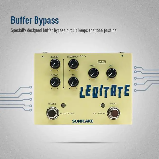 Alt view image 5 of 7 - Delay Reverb 2 in 1 Guitar Effects Pedal Digital Levitate